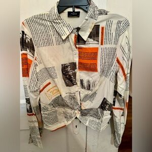 Women’s Newspaper Print Blouse